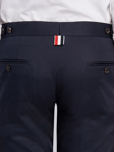 Shop Thom Browne Unconstructed Low Rise Trouser In Cotton Twill In Blue