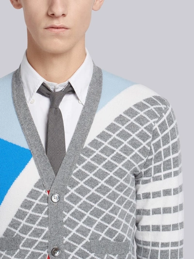 Shop Thom Browne 4-bar Poolside Intarsia Cardigan In Multicolour