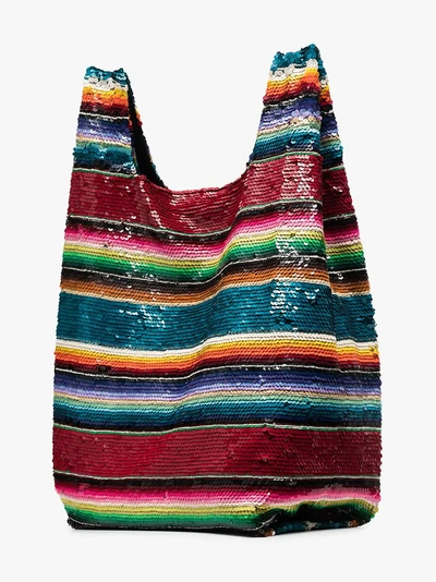 Shop Ashish Rainbow Sequin Embellished Tote Bag In Multicolour