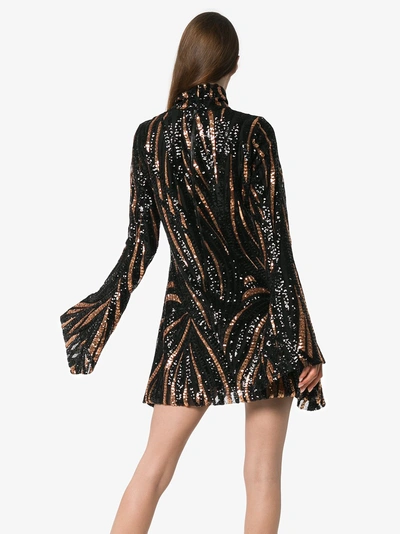 Shop Halpern Fitted Sequin Embellished Mini Dress In Black