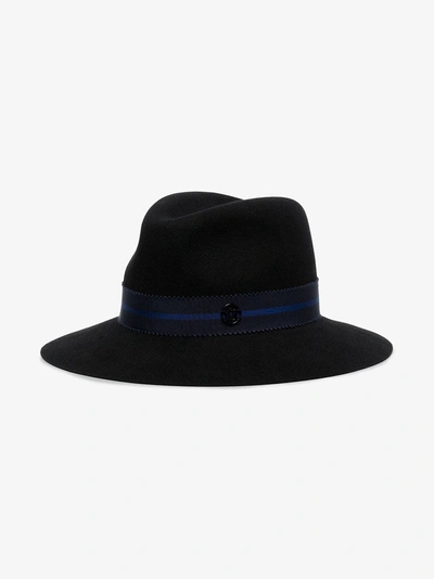 Shop Maison Michel Ribbon Detail Wool Fedora Hat In Black