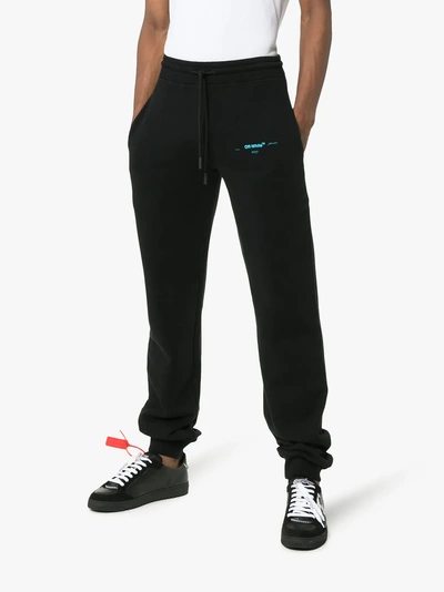 Shop Off-white Logo Detail Cotton Sweat Pants In Black