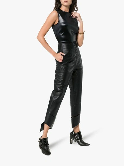Shop Materiel Matériel High-waisted Faux Leather Trousers In Black