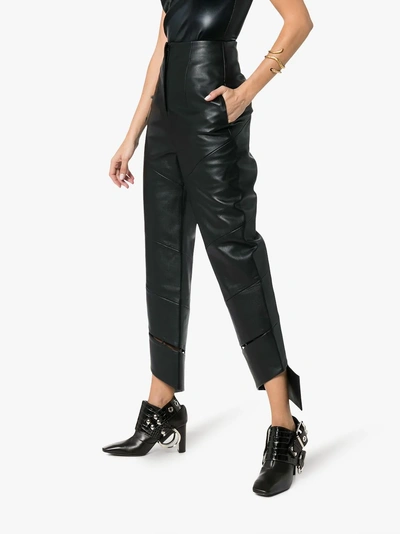 Shop Materiel Matériel High-waisted Faux Leather Trousers In Black