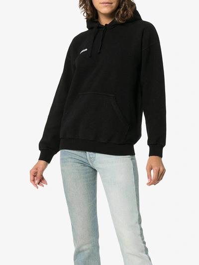 Shop Vetements Inside Out Embroidered Logo Hoodie In Black