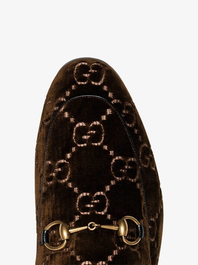 Shop Gucci Brown Gg Jordan Velvet Loafers
