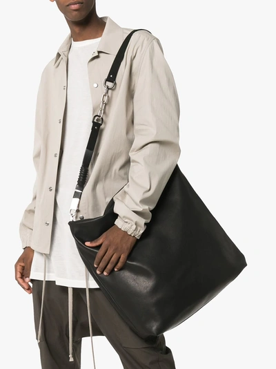 Shop Rick Owens Leather Mail Shoulder Bag In Black