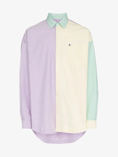 Shop Ader Error Colour Block Cotton Shirt In Purple