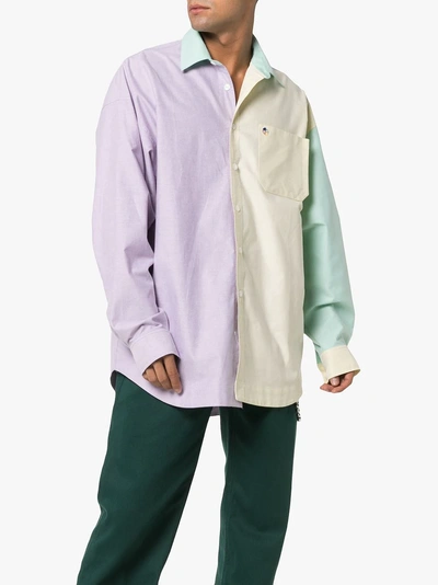 Shop Ader Error Colour Block Cotton Shirt In Purple