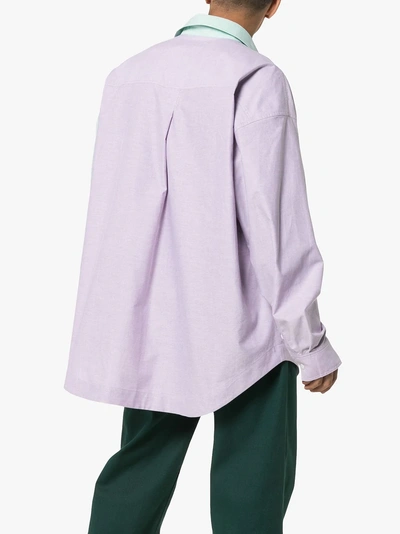 Shop Ader Error Colour Block Cotton Shirt In Purple