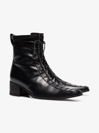 Shop Haider Ackermann Black Lace Up 50 Leather Boots