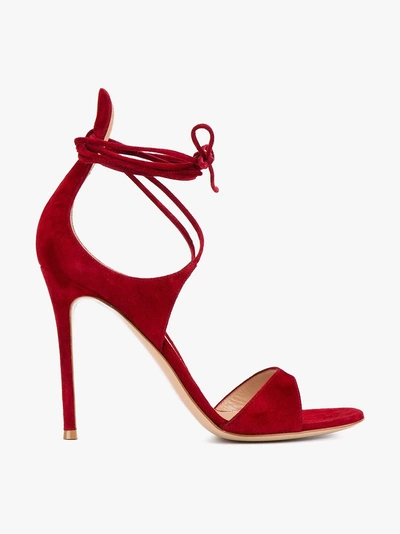 Shop Gianvito Rossi Thin Ankle Strap Sandals In Red