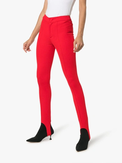 Shop Moncler Grenoble Stirrup Skinny-fit Trousers In Red