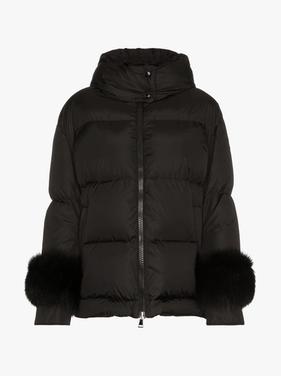 Shop Moncler Effraie Fur Padded Jacket In Black