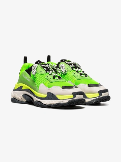 Shop Balenciaga Fluorescent Green Triple S Sneakers
