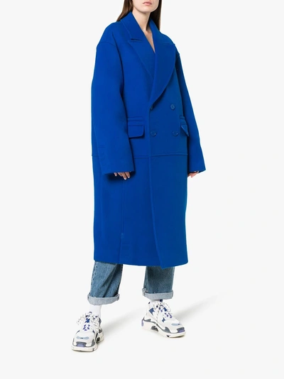 Shop Ader Error Double-breasted Coat In Blue