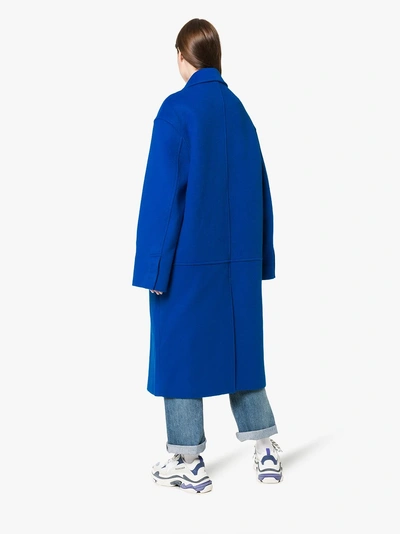 Shop Ader Error Double-breasted Coat In Blue