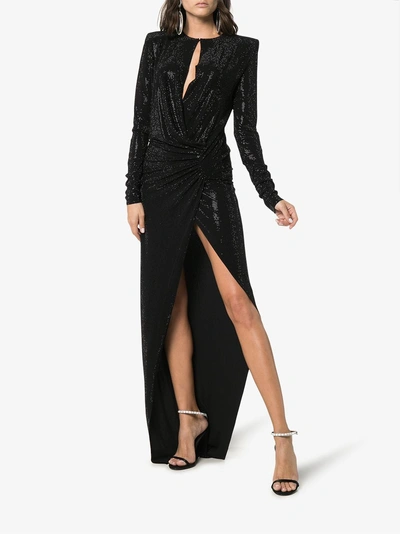 Shop Alexandre Vauthier Crystal Embellished Maxi Dress In Black