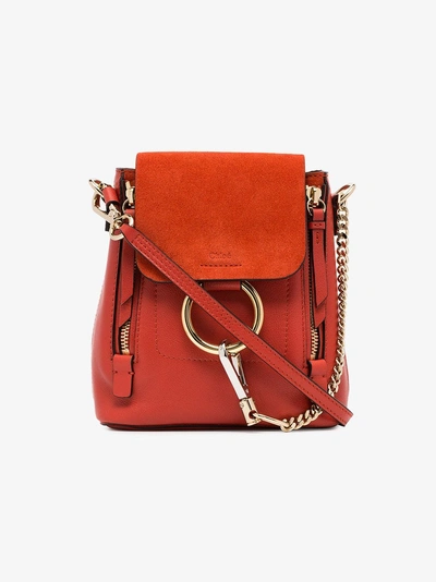 Shop Chloé Faye Mini Leather Backpack In Red