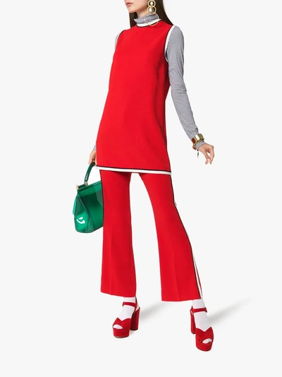 Shop Gucci Stretch Viscose Tunic Top In Red