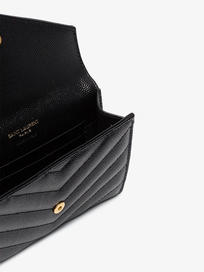 Shop Saint Laurent Black Monogram Quilted Leather Wallet