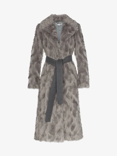 Shop Stella Mccartney Langer Faux-fur-mantel In 1406 Grey