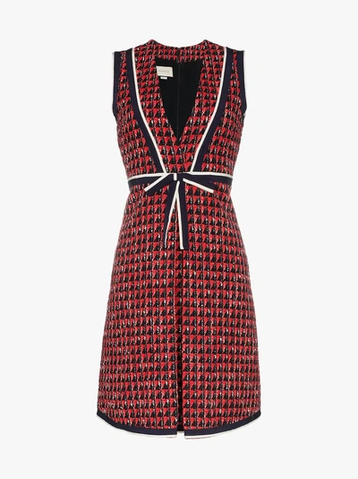 Shop Gucci Geometric Tweed Dress In 1880 Black/red