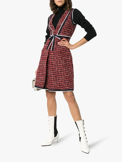 Shop Gucci Geometric Tweed Dress In 1880 Black/red