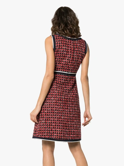 Shop Gucci Geometric Tweed Dress In 1880 Black/red
