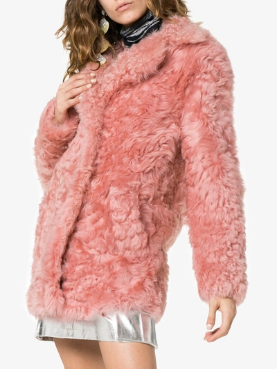 Shop Sies Marjan Pippa Shearling Pea Coat In Soft Pink