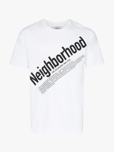 Shop Neighborhood Logo Print Cotton T-shirt In White