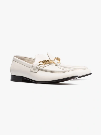 Shop Burberry Cream Solway Leather Loafers In 1009 White