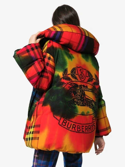 Burberry Tie-dye Vintage Check Down-filled Puffer Coat - Red | ModeSens