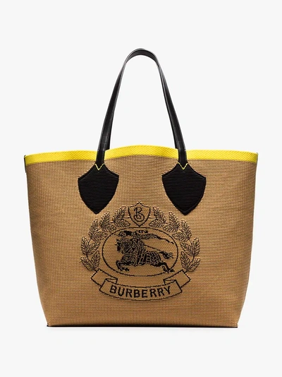 Shop Burberry Beige Giant Fabric Tote Bag In Neutrals