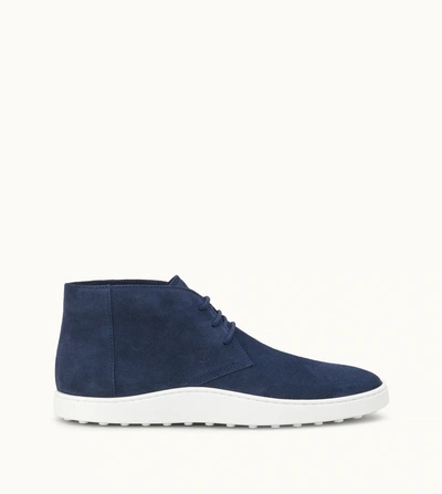 Shop Tod's Desert Boots In Suede In Blue