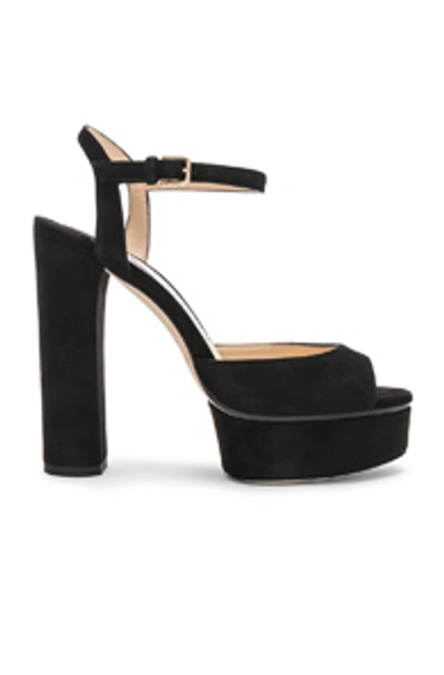 Shop Jimmy Choo Peachy 125 Suede Platform In Black