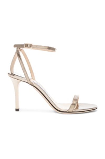 Shop Jimmy Choo Minny 85 Mirror Leather Sandal In Metallic In Gold