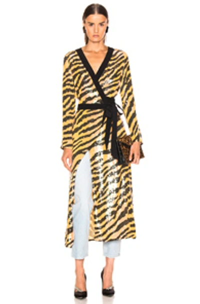 Shop Rixo London Rixo Gigi Sequin Dress In Mustard Tiger