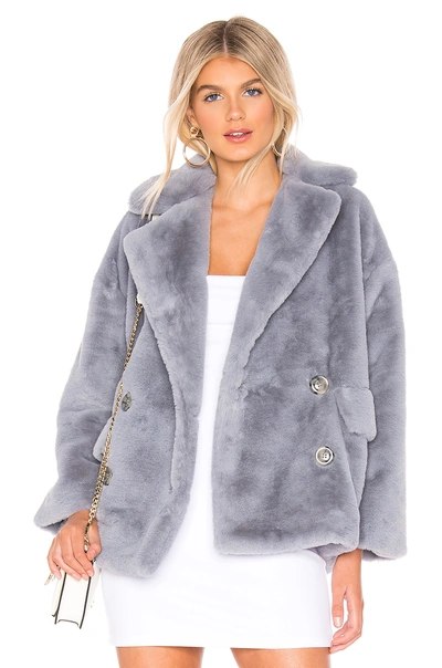 Shop Free People Solid Kate Faux Fur Coat In Sky