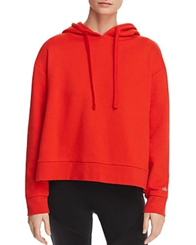 Shop Alo Yoga New York Vaunt Hooded Sweatshirt In Cherry Pop
