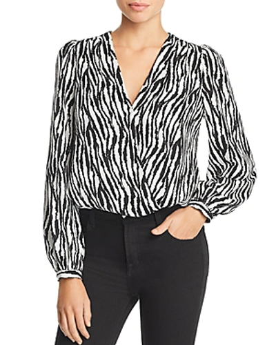 Shop Lucy Paris Zebra Stripe Bodysuit In Black/white