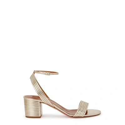 Shop Aquazzura Sundance 50 Gold Leather Sandals