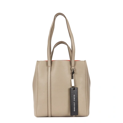 Shop Marc Jacobs The Tag Small Grey Grained Leather Tote