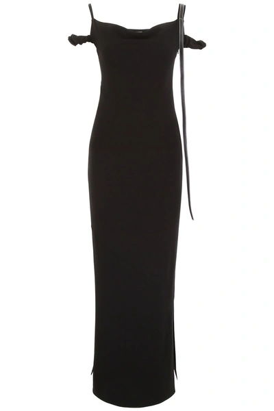 Shop Loewe Dress With Leather Strap In Black|nero