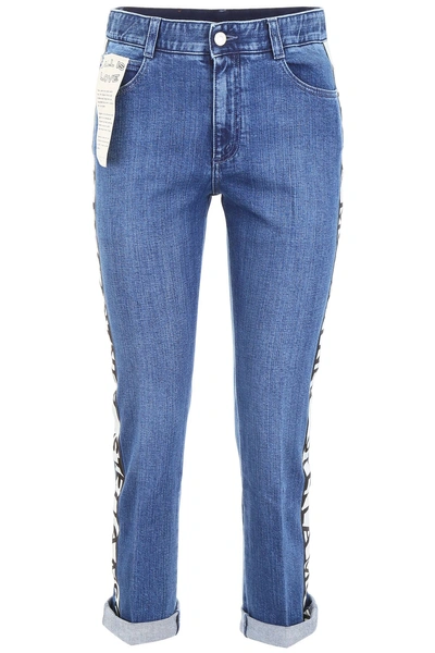 Shop Stella Mccartney Jeans With Logo Band In Dark Classic Blue (blue)