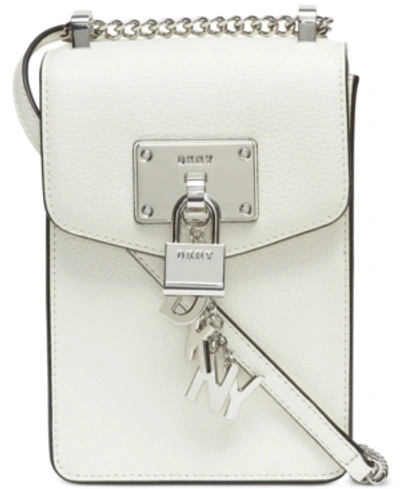 Shop Dkny Elissa Pebble Leather Charm Chain Strap Crossbody, Created For Macy's In White/silver