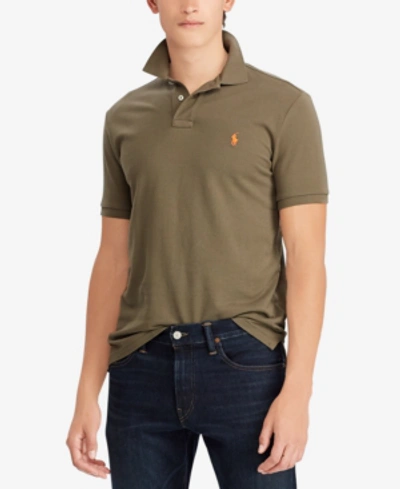 Shop Polo Ralph Lauren Men's Custom Slim Fit Mesh Polo In Expedition Olive