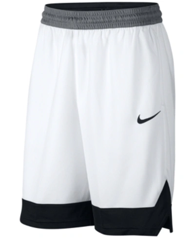 Shop Nike Men's Dri-fit Colorblocked Basketball Shorts In White/blk/gry