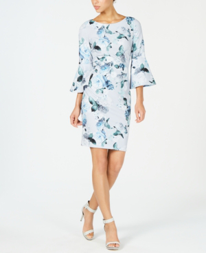 calvin klein bell sleeve dress blue