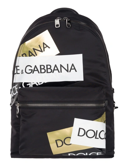 Shop Dolce & Gabbana Logo Print Backpack In Black + Multi